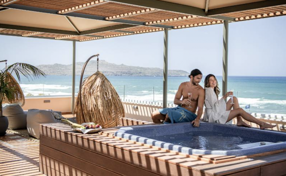 Honeymoon Suite Outdoor Hot Tub, Cretan Dream Royal 4*