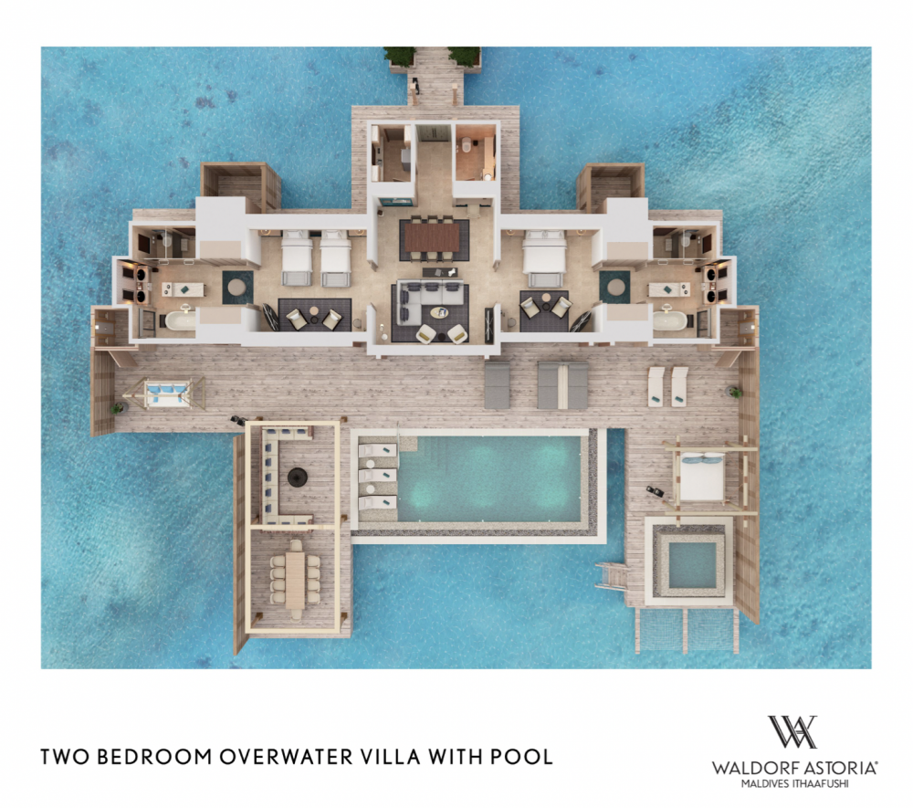 2 Bedroom Overwater Villa with Pool, Waldorf Astoria Maldives Ithaafushi 5*