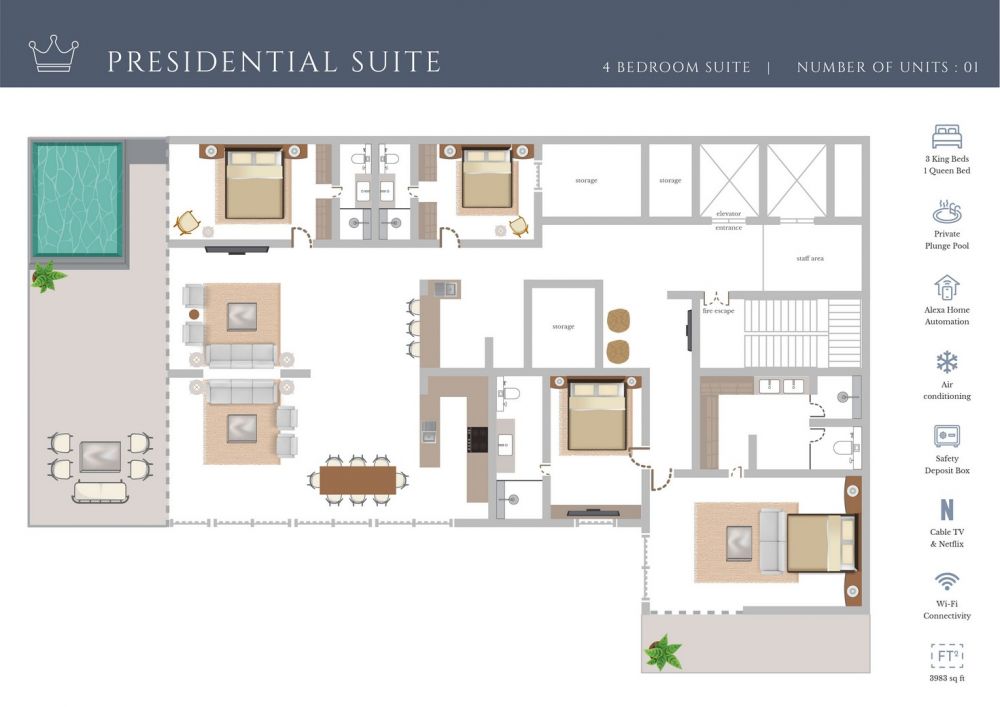 4 bedroom Presidential Suite, Crystal Sands Hikkaduwa 5*