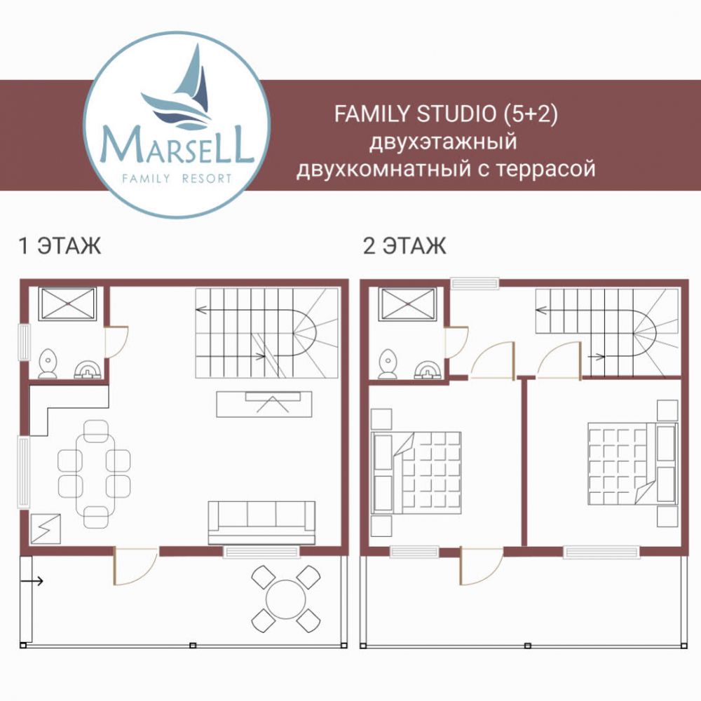 Family Studio (2-х этажный номер), Marsell Akchi | База Отдыха 