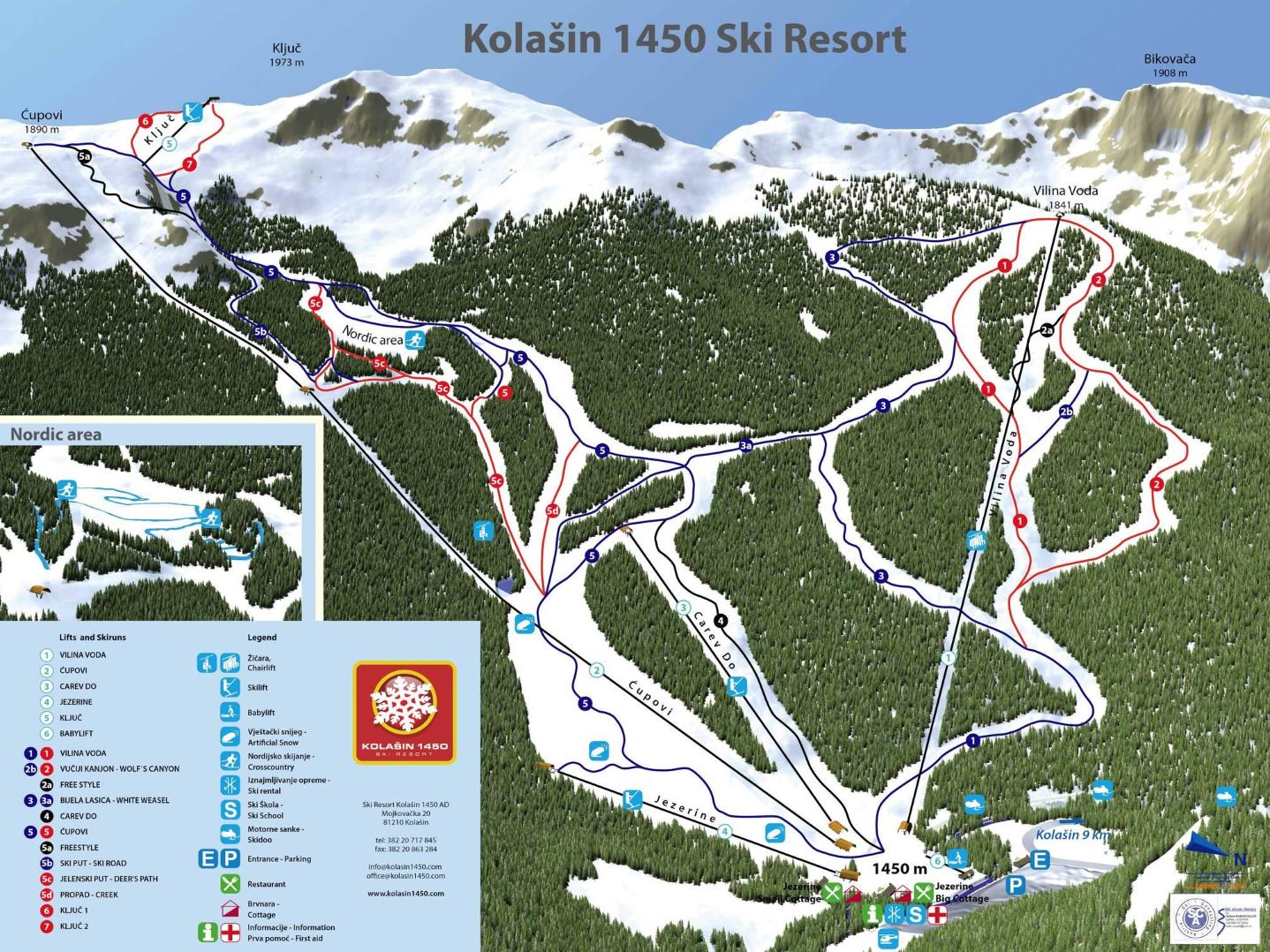 Карта трасс горнолыжный курорт Колашин, Черногория
